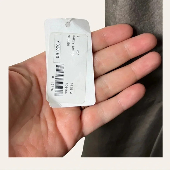 1093. ANTHROPOLOGIE YOANA BARASCHI KNEE LENGTH DRESS SIZE 2 METALLIC TOUPE - Picture 5 of 11